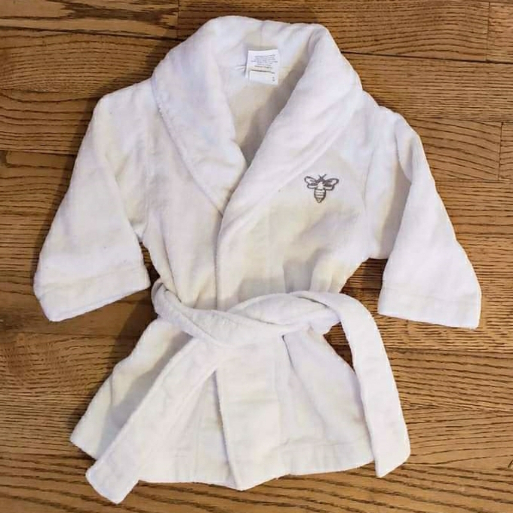White Burts Bees Baby Robe, 0-9 months
